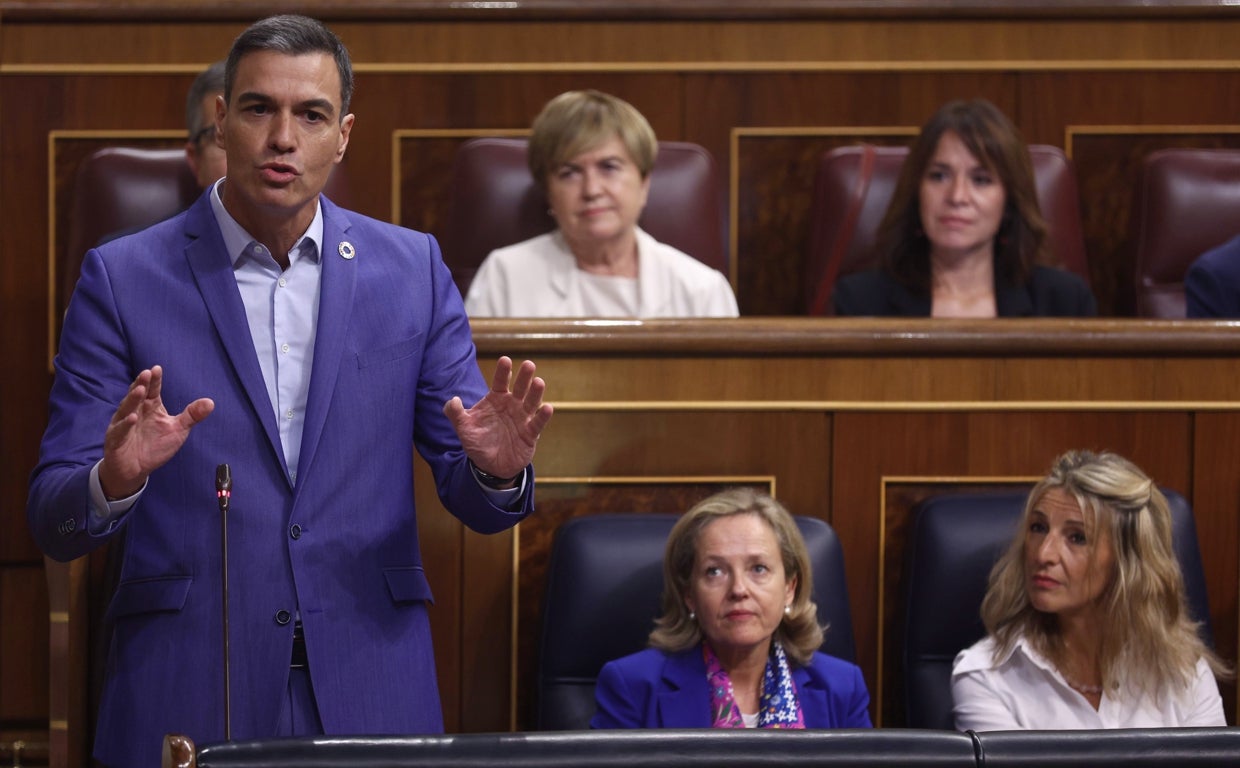 El presidente del Gobierno, Pedro Sánchez, durante la sesión de control en el Congreso