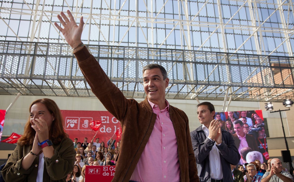 Pedro Sánchez, durante un mitin este sábado en Getafe