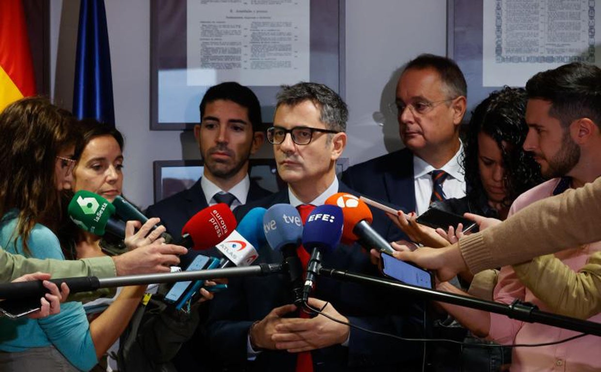 El ministro de Presidencia, Félix Bolaños, esta mañana en la sede del BOE