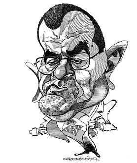 Imagen secundaria 2 - Arriba, Borbolla con Alfonso Guerra en un congreso del PSOE. Abajo a la izquierda, con la icónica imagen del abanico. A la derecha, caricatura del expresidente con la camiseta del Betis, del que es declarado seguidor