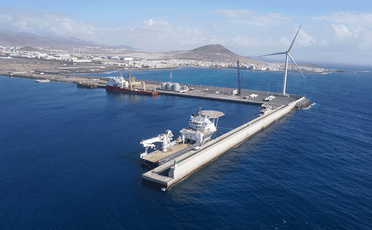 Imagen aérea del Muelle de Arinaga, en Gran Canaria