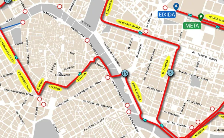 Líneas de autobuses de la EMT desviadas y calles cortadas por el Medio Maratón de Valencia el domingo 23 de octubre