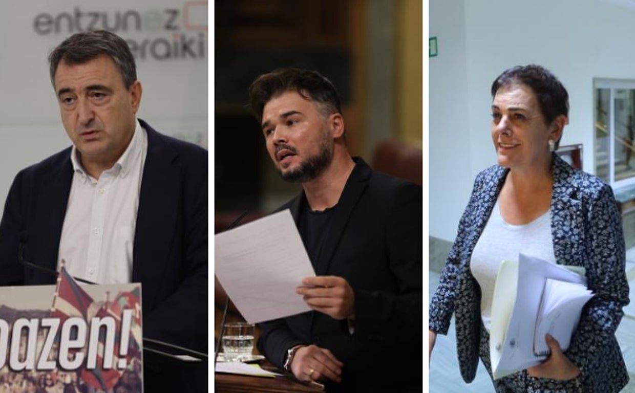 Aitor Esteban (PNV) , Gabriel Rufián (ERC) y Mertxe Aizpurua (Bildu)