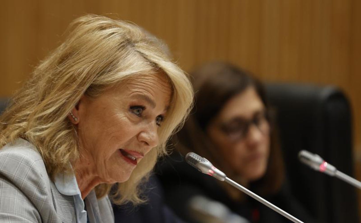 Elena Sánchez, este jueves, en su comparecencia ante la comisión mixta Congreso-Senado de control de RTVE