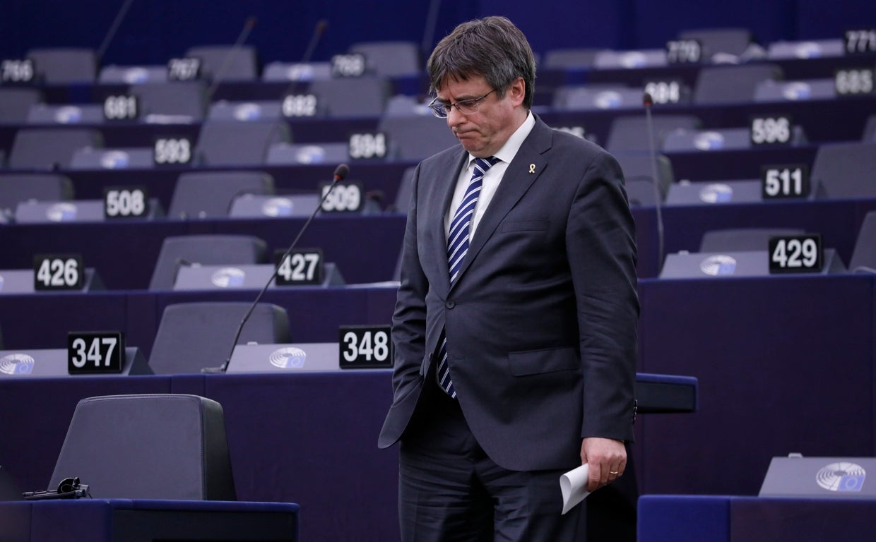El expresidente catalán fugado, Carles Puigdemont, en la sede del Parlamento Europeo en Estrasburgo