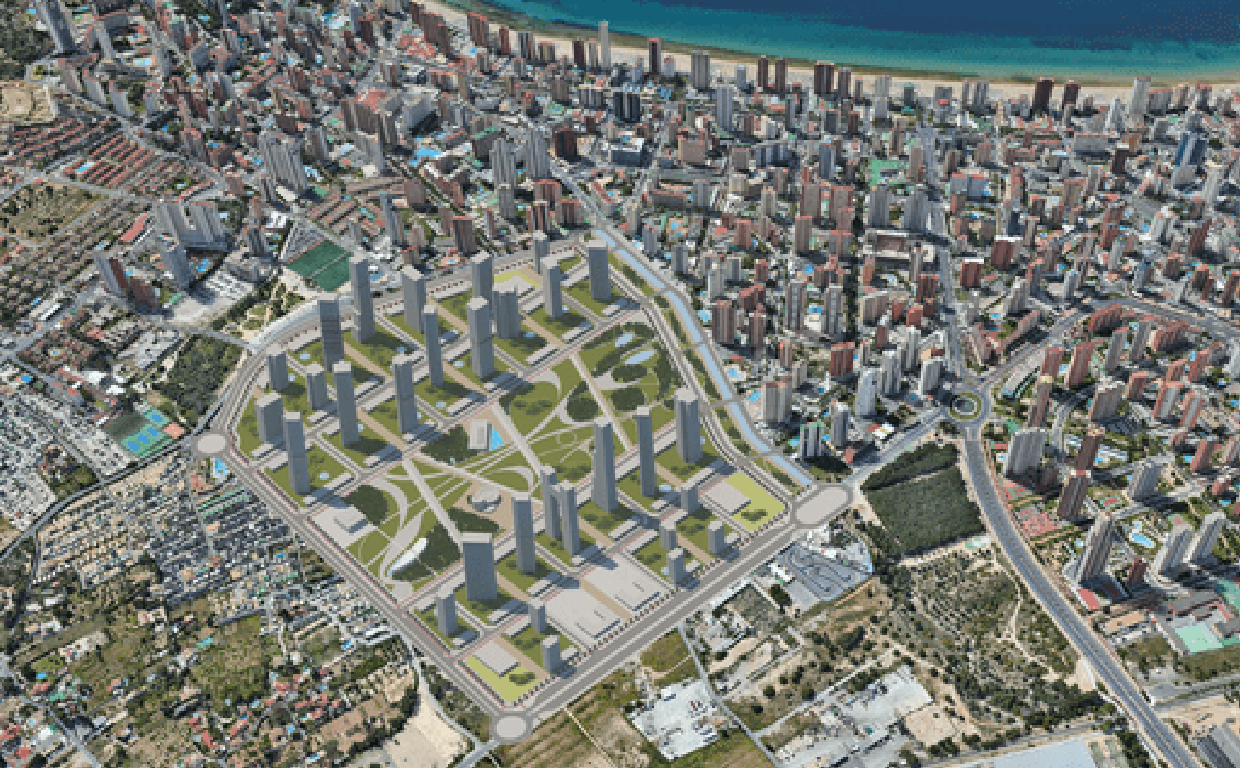 Recreación virtual del Plan Ensanche Levante en Benidorm