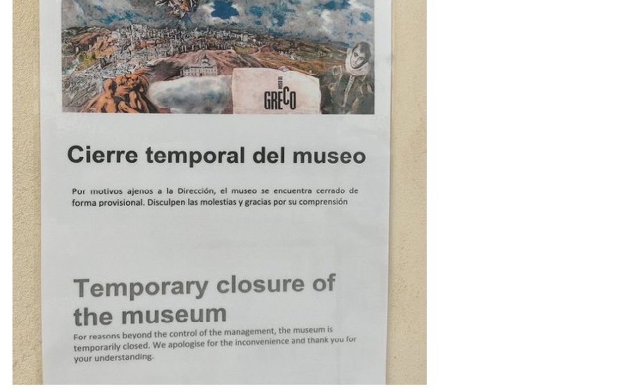 Cartel que se ha colgado en el Museo del Greco este jueves