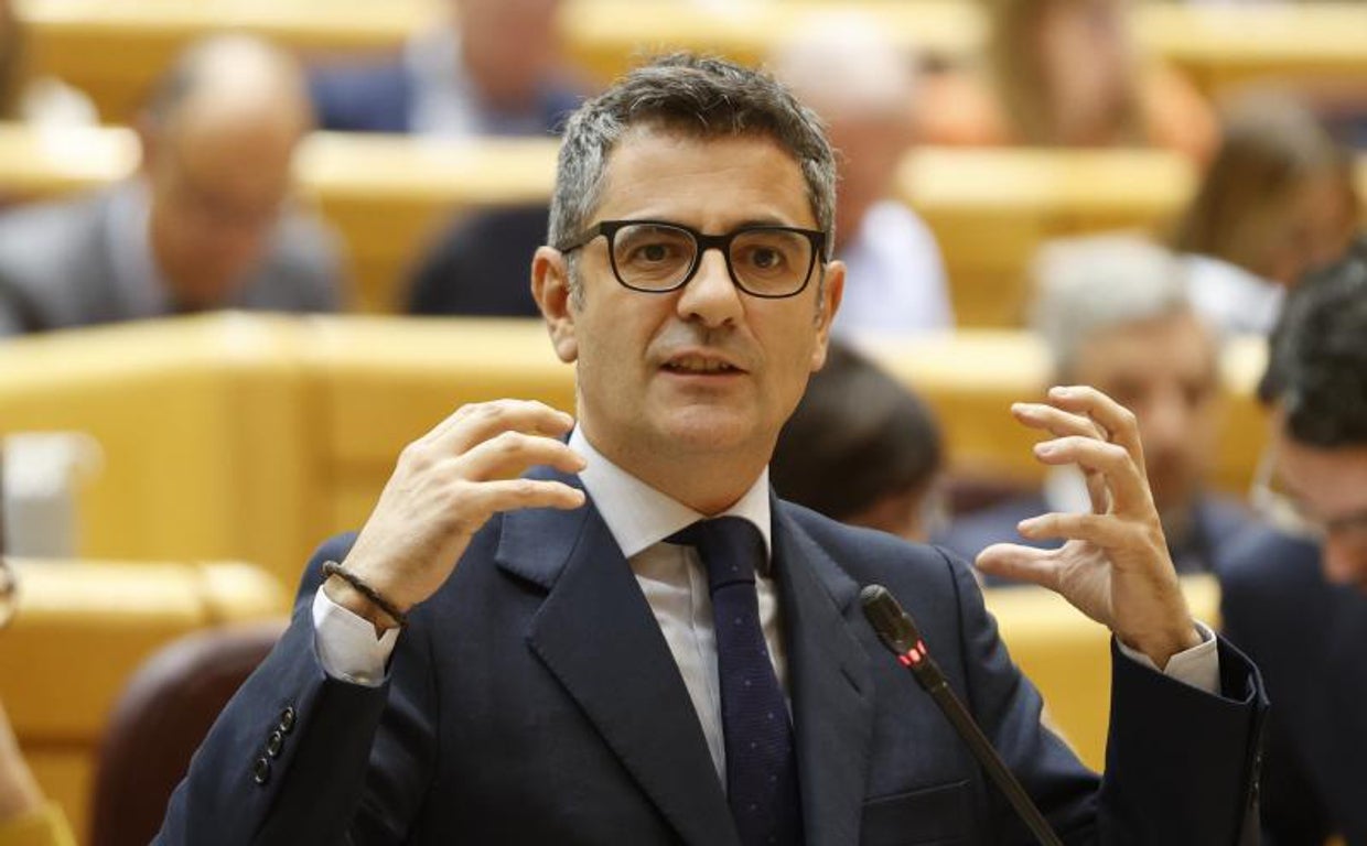 Félix Bolaños, ministro de Presidencia, durante una intervención en el Senado