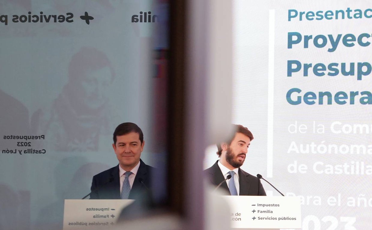 Fernández Mañueco y García-Gallardo, en una imagen tomada durante la presentación de los Presupuestos