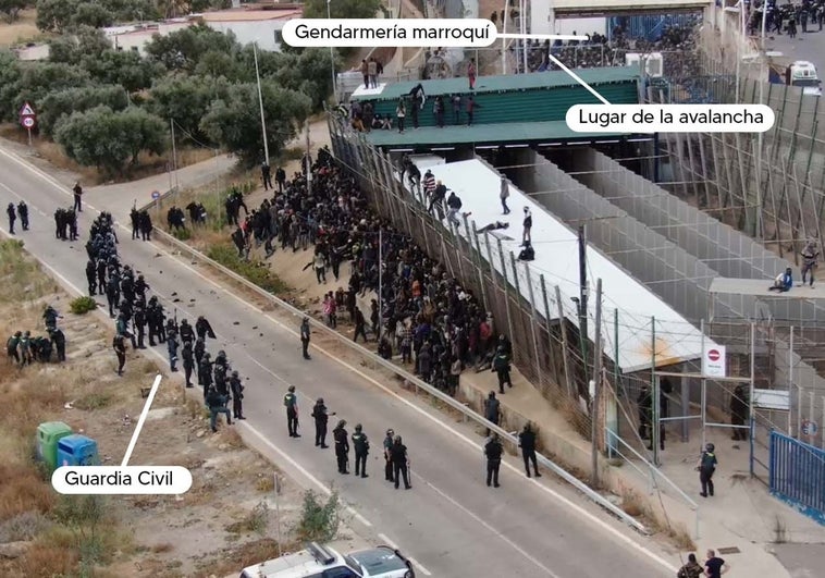 La Guardia Civil insiste en que estaban a 50 metros de la avalancha  de Melilla y que las muertes se produjeron en suelo marroquí