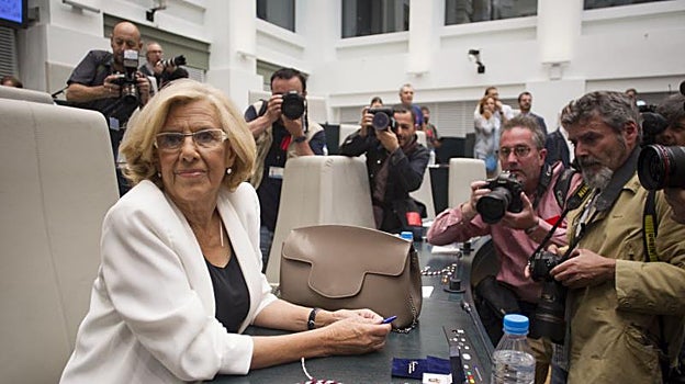 Manuela Carmena, el día de su investidura como alcaldesa de Madrid, en 2015