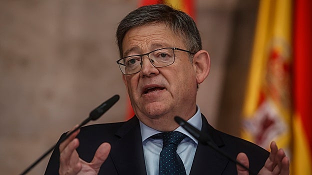 Imagen del presidente de la Generalitat Valenciana, Ximo Puig, este miércoles en rueda de prensa