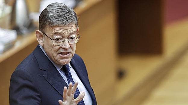 Imagen del presidente de la Generalitat Valenciana, Ximo Puig, en la sesión de control de las Cortes