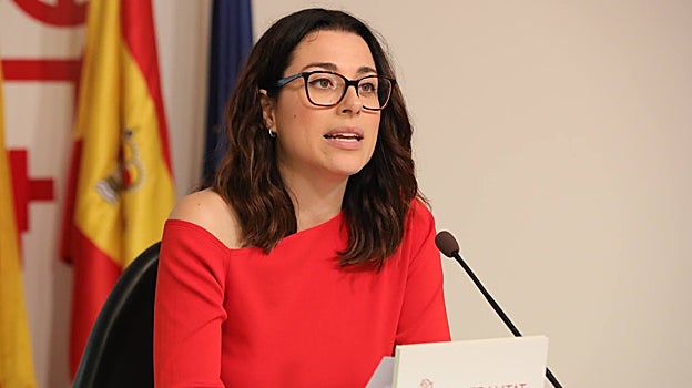 Imagen de la vicepresidenta de la Generalitat, Aitana Mas, este viernes en rueda de prensa