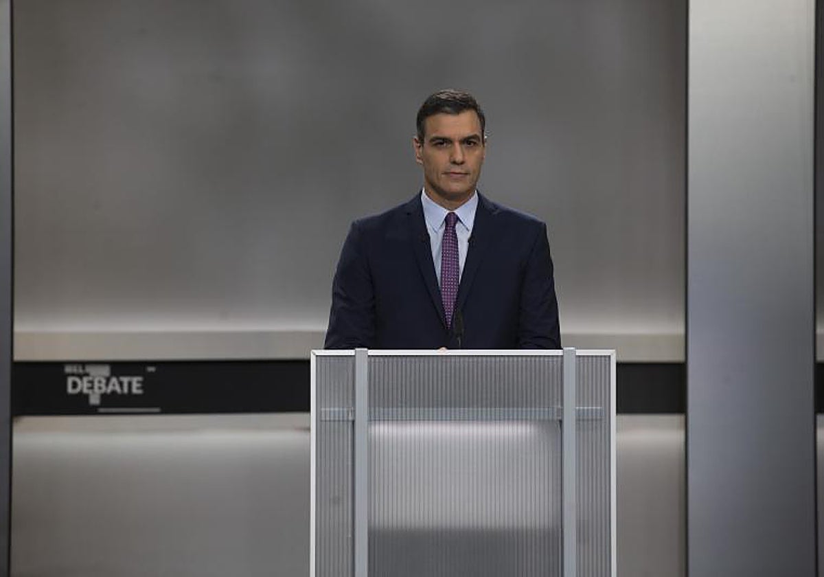 Pedro Sánchez durante el debate electoral del 4 de noviembre de 2019