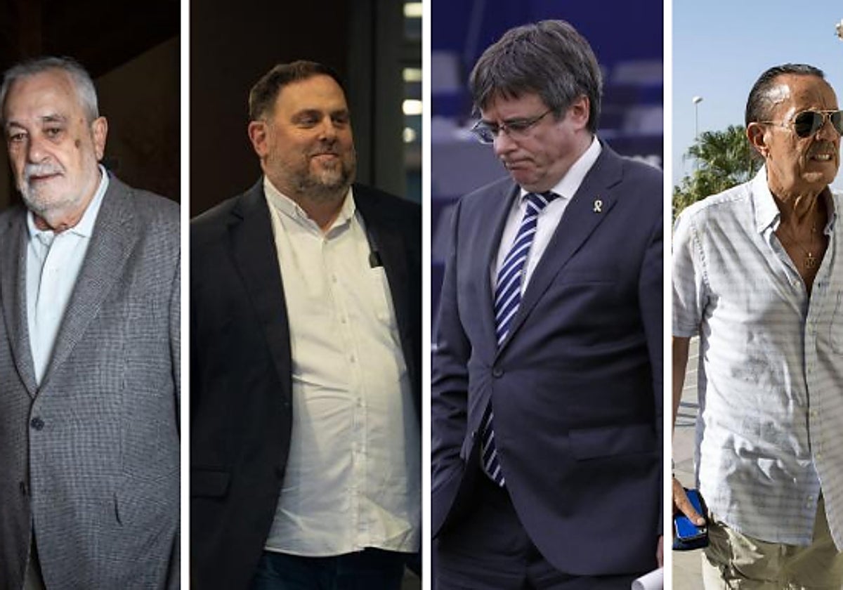 De izquierda a derecha: José Antonio Griñán, Oriol Junqueras, Carles Puigdemont y Julián Muñoz