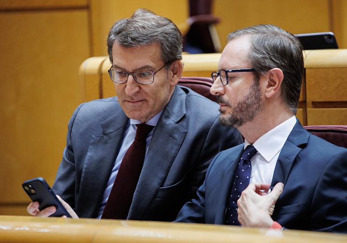 Alberto Núñez Feijóo y Javier Maroto en el Senado