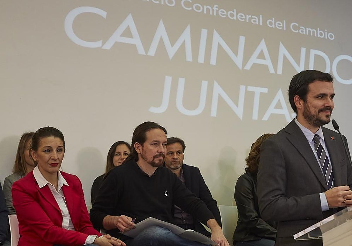 Imagen de archivo de 2020, cuando la sintonía aún existía entre Díaz, Iglesias y Garzón