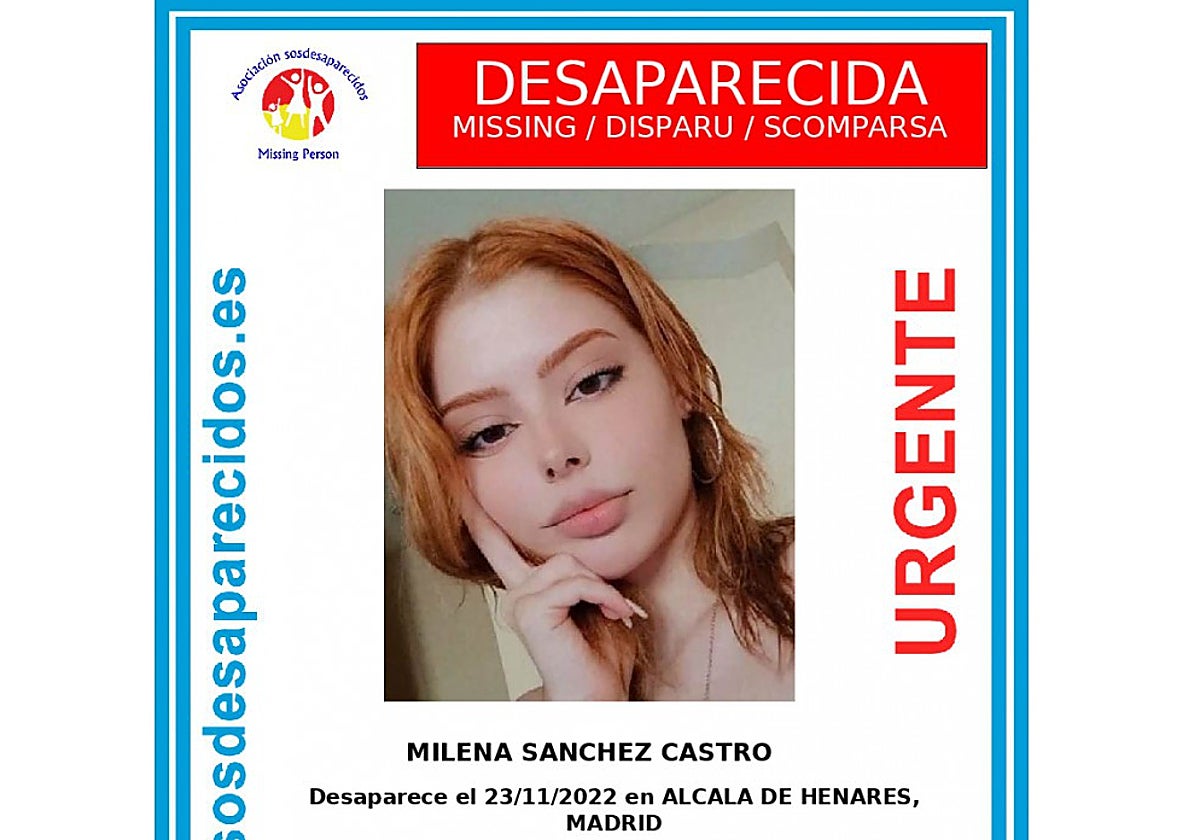 El aviso difundido tras la desaparición de Milena Sánchez, de 20 años