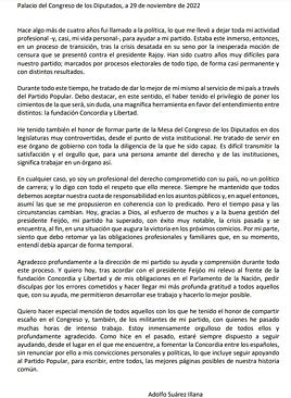 Imagen - Carta de Suárez Illana