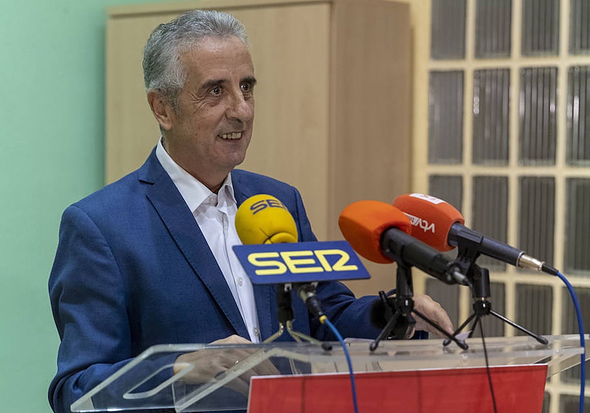 Juan Pérez, durante la presentación de su candidatura