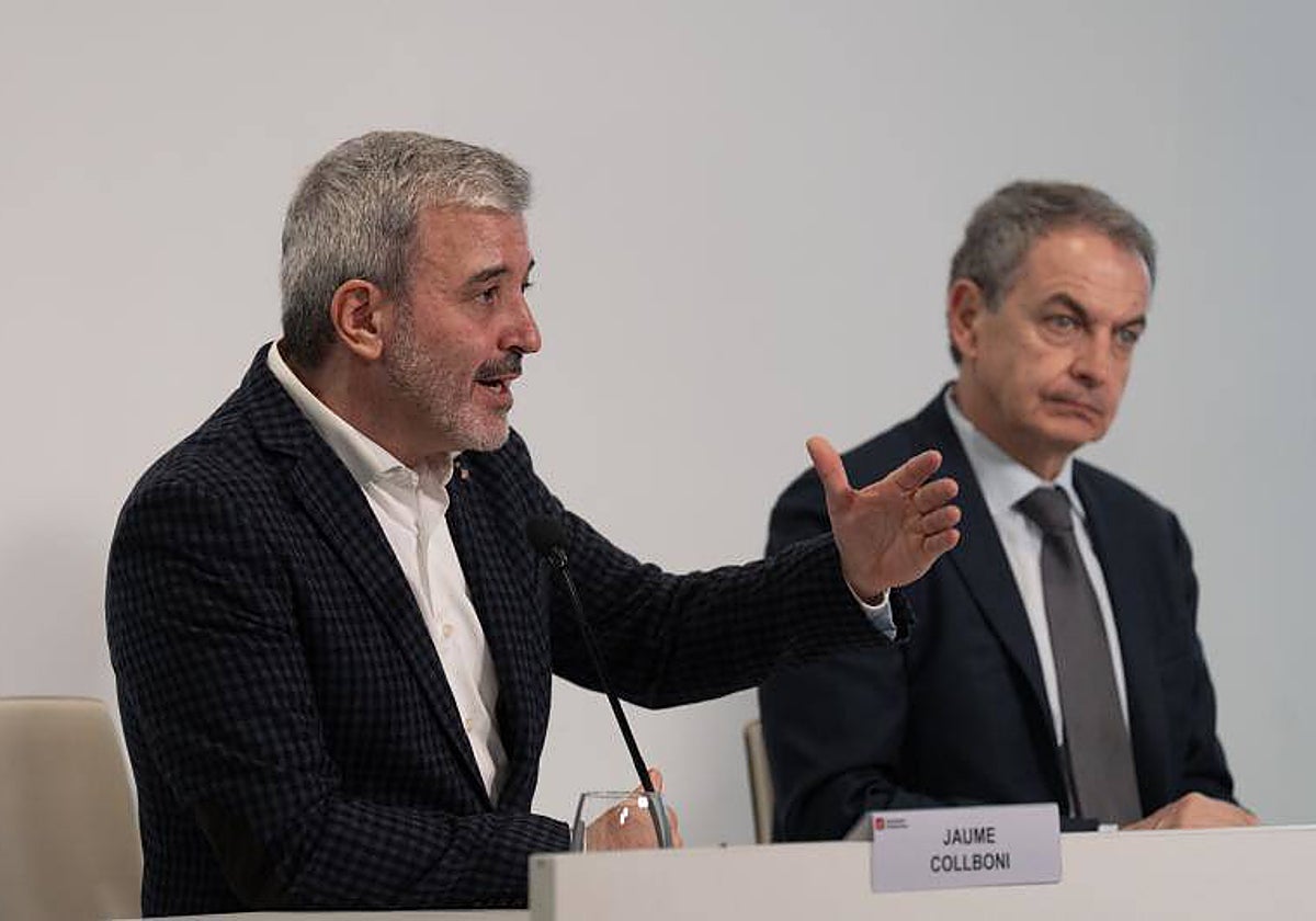 Jaume Collboni junto con José Luis Rodríguez Zapatero en una conferencia este pasado martes