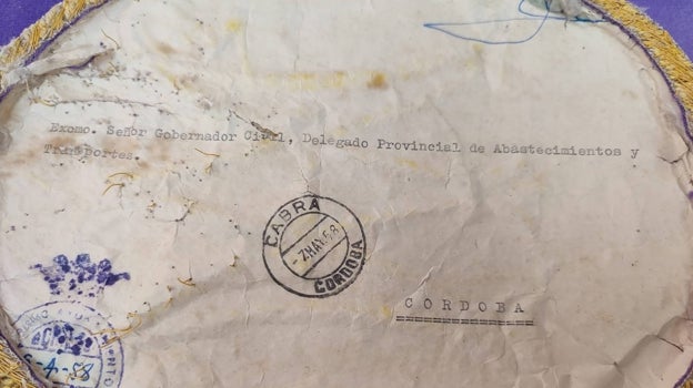Sobre utilizado para uno de los óvalos