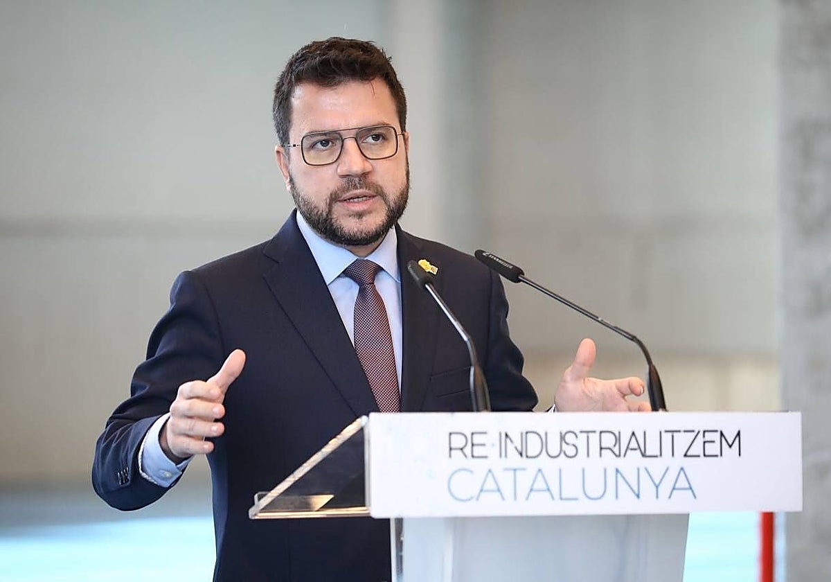 Pere Aragonès, hoy, en un acto oficial como presidente de la Generalitat, en Viladecans
