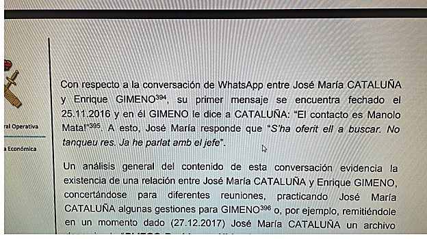 Detalle de la conversación incluida en el sumario del caso Azud