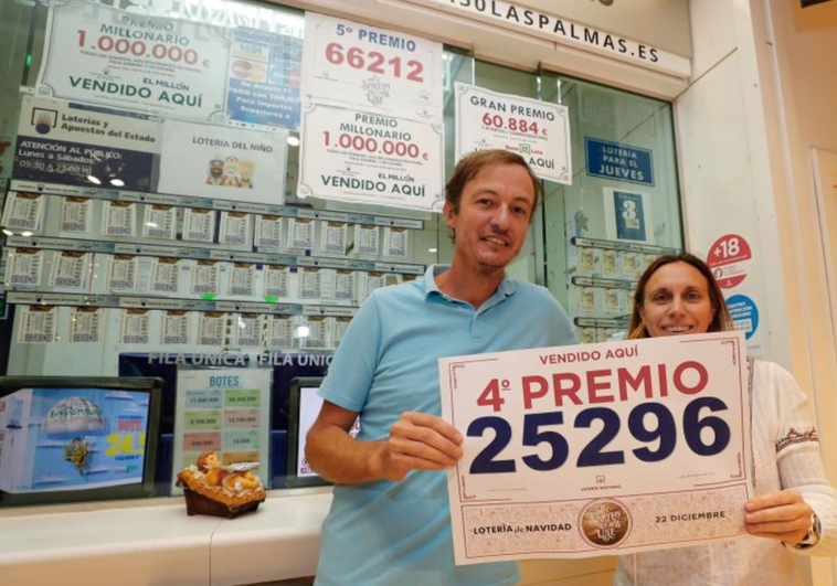 El cuarto premio de la Lotería de Navidad 2022, reparte suerte en Canarias