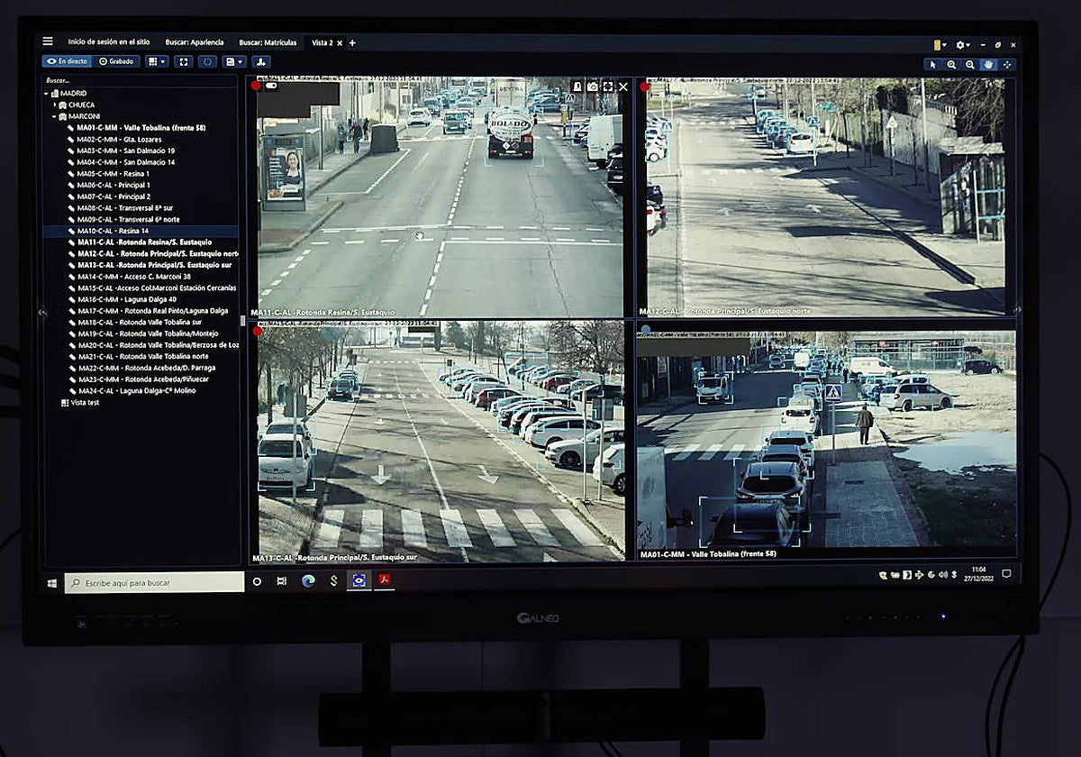 Las imágenes que recibe en tiempo real la comisaría de Villaverde
