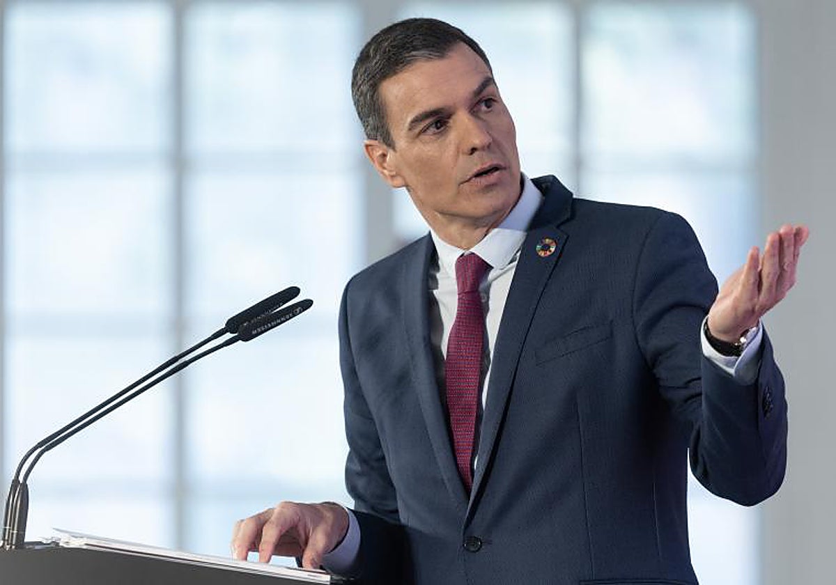 Pedro Sánchez, ayer, durante la rueda de prensa de balance anual