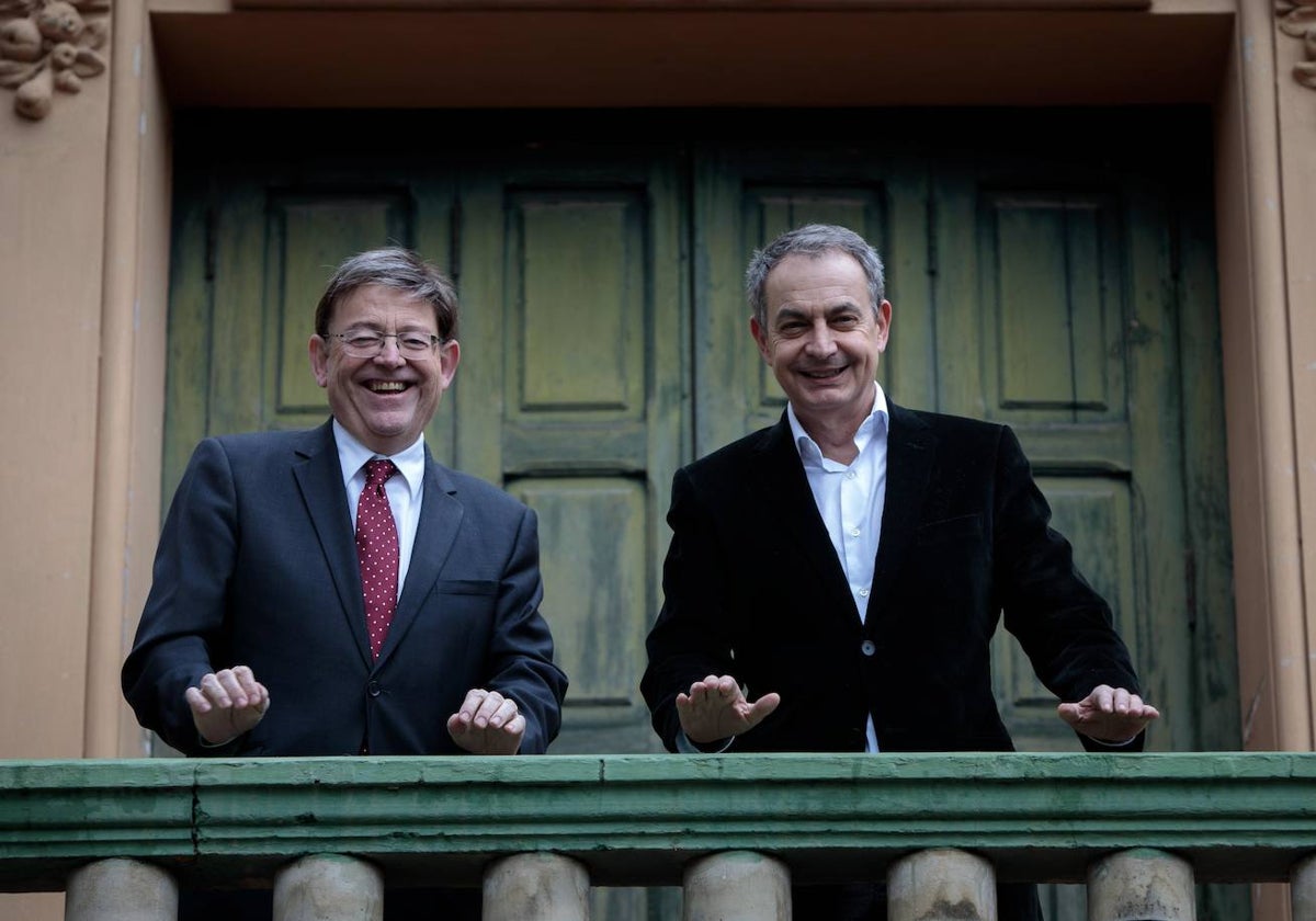 Imagen de archivo del presidente de la Generalitat y líder del PSPV, Ximo Puig, junto al expresidente del Gobierno José Luis Rodríguez Zapatero