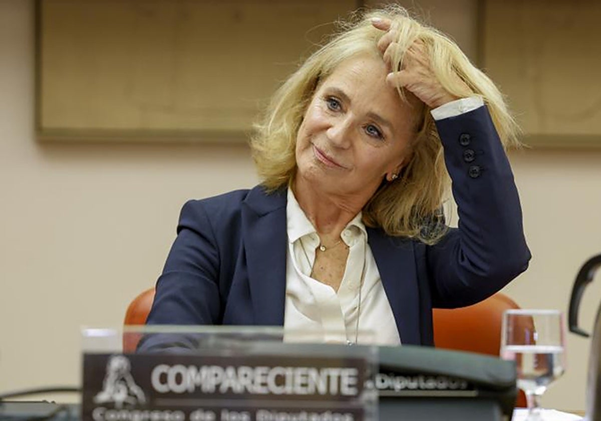 La presidenta interina del Consejo de Administración de la Corporación RTVE, Elena Sánchez, en el Congreso