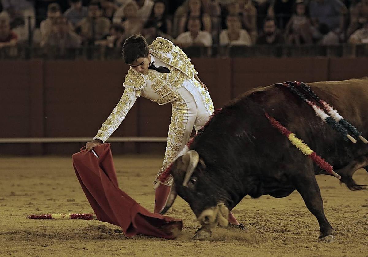 Román con un novillo en La Maestranza