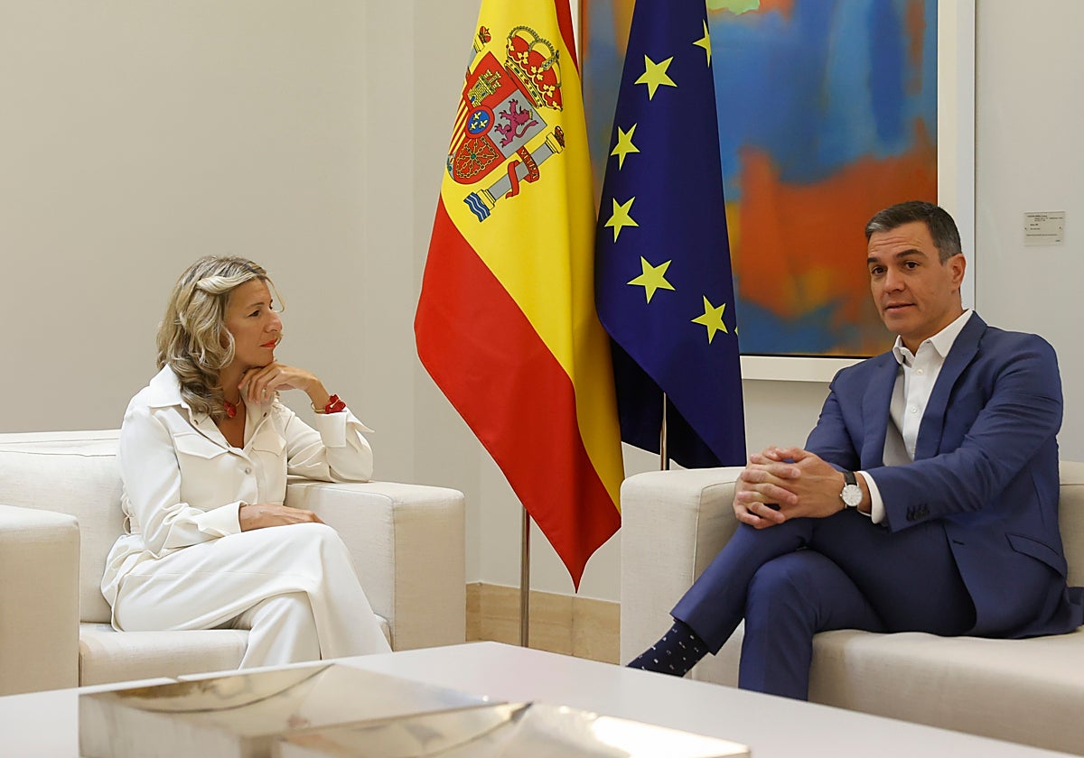 Yolanda Díaz y Pedro Sánchez, en La Moncloa