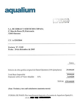 Imagen - Una de las facturas emitidas a la constructora Copasa