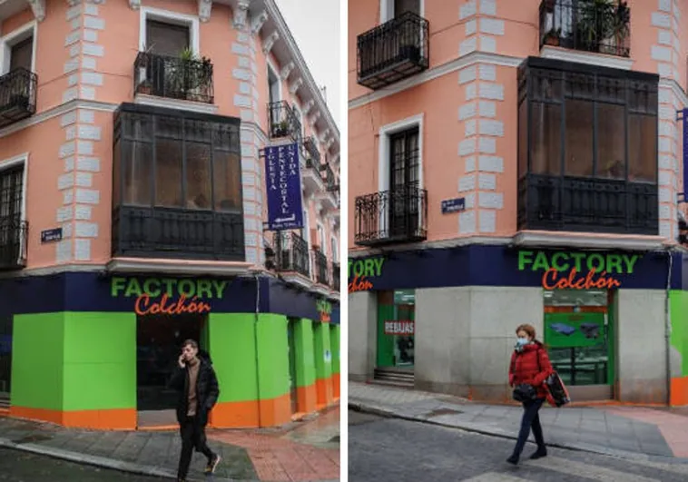 El Ayuntamiento de Madrid ordena borrar el flúor de una cadena de colchonerías en dos edificios protegidos