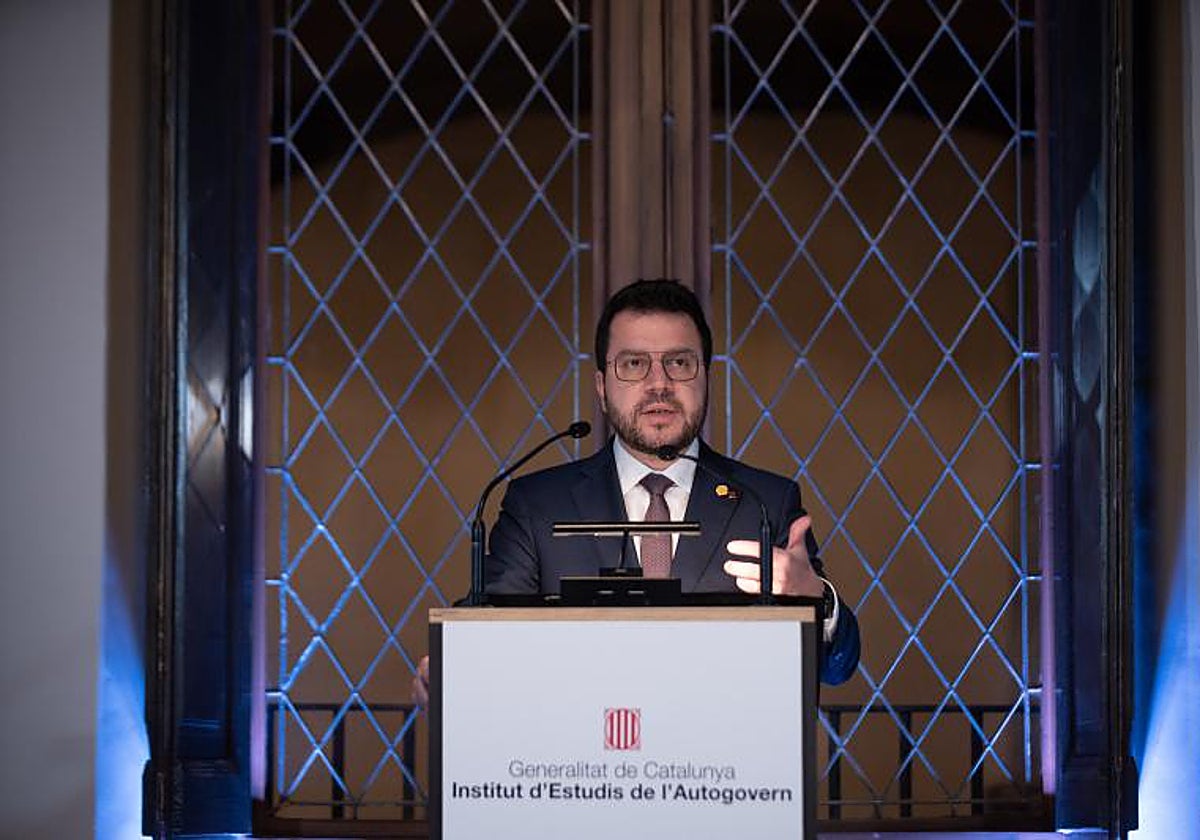 Pere Aragonès, presidente de la Generalitat de Cataluña, en un acto institucional, ayer