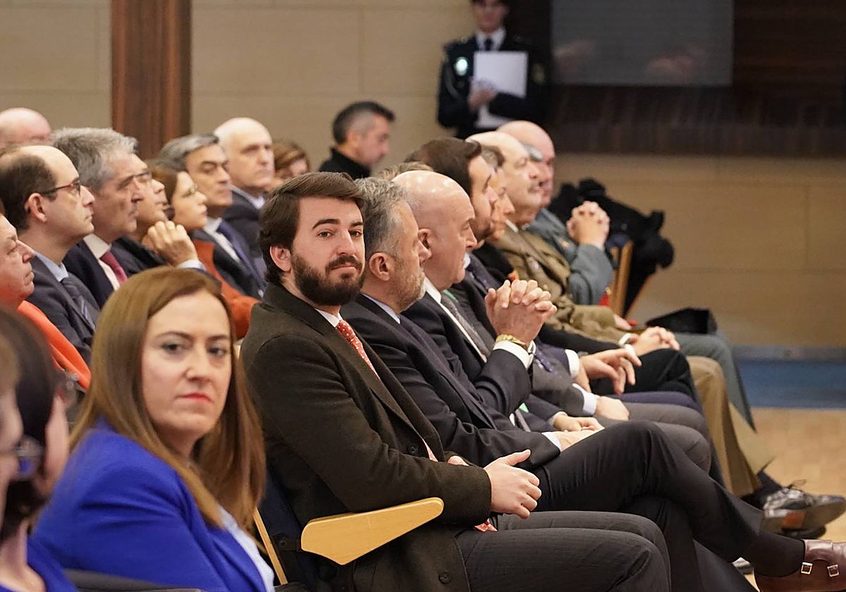 Barcones, García-Gallardo, Pollán y Carnero, en el acto de la Policía Nacional, en Valladolid