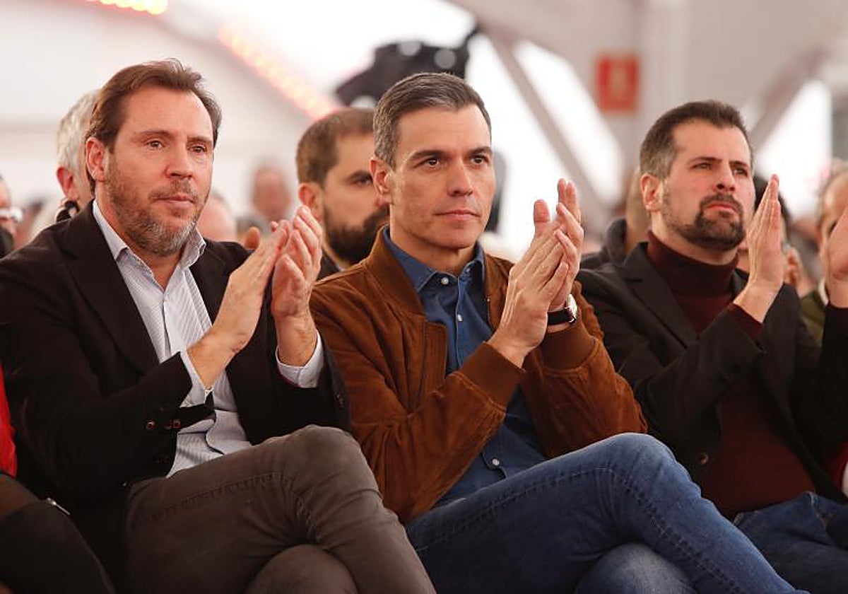 Óscar Puente, Pedro Sánchez y Luis Tudanca, este sábado en Valladolid