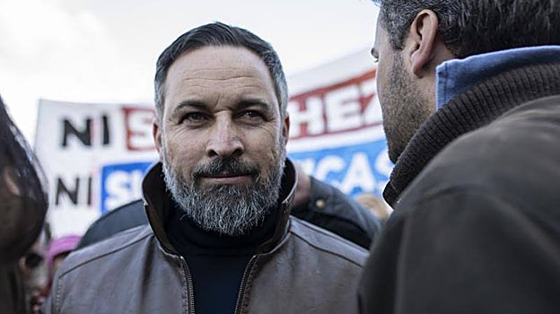 El líder de Vox, Santiago Abascal, en la concentración