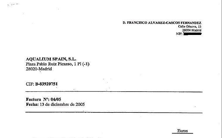 Imagen - Una de las tres facturas emitidas por Cascos con Génova 13 como dirección fiscal