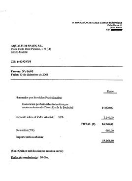 Imagen - Una de las tres facturas emitidas por Cascos con Génova 13 como dirección fiscal