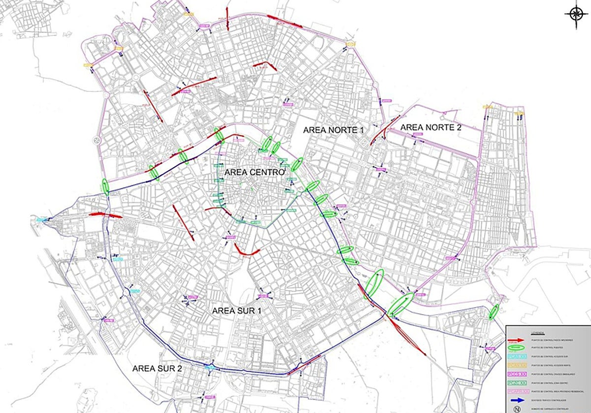 Mapa con las cinco áreas de Bajas Emisiones de Valencia