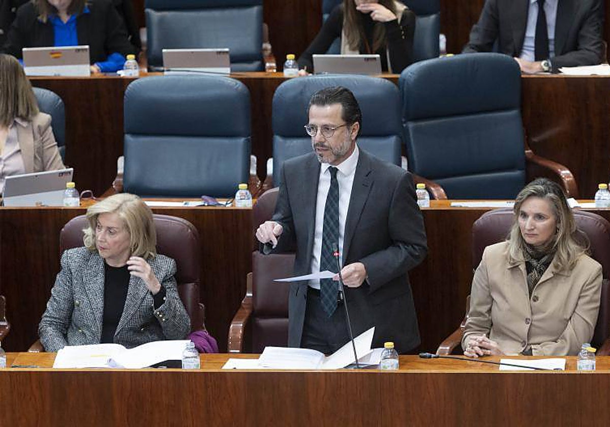 El consejero Fernández-Lasquetty, ayer en la Asamblea de Madrid