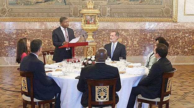 El presidente de Angola, durante su intervención en el Palacio Real con motivo de su viaje a España en septiembre de 2021