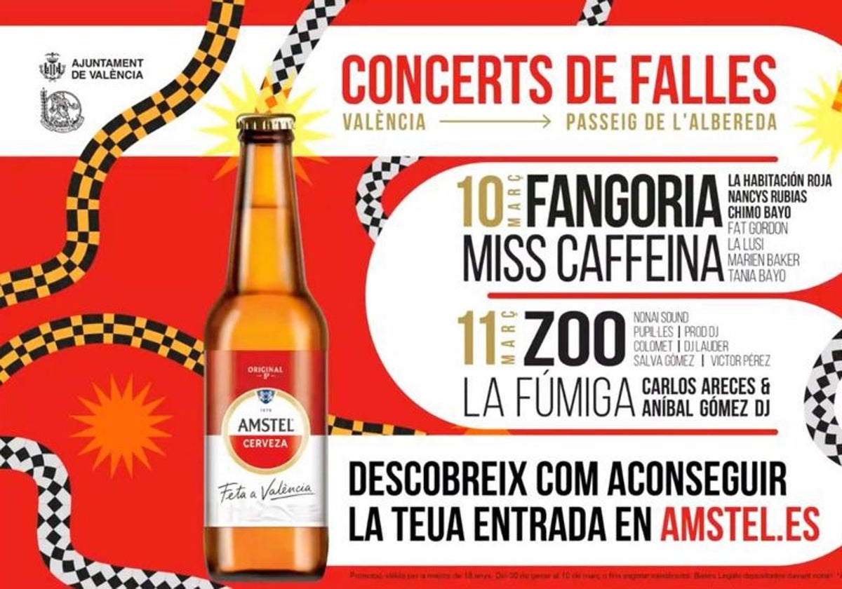 Cartel promocional de los Conciertos de Fallas 2023