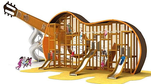 Vista trasera de la guitarra gigante, según el proyecto, que irá en el parque del Flamenco