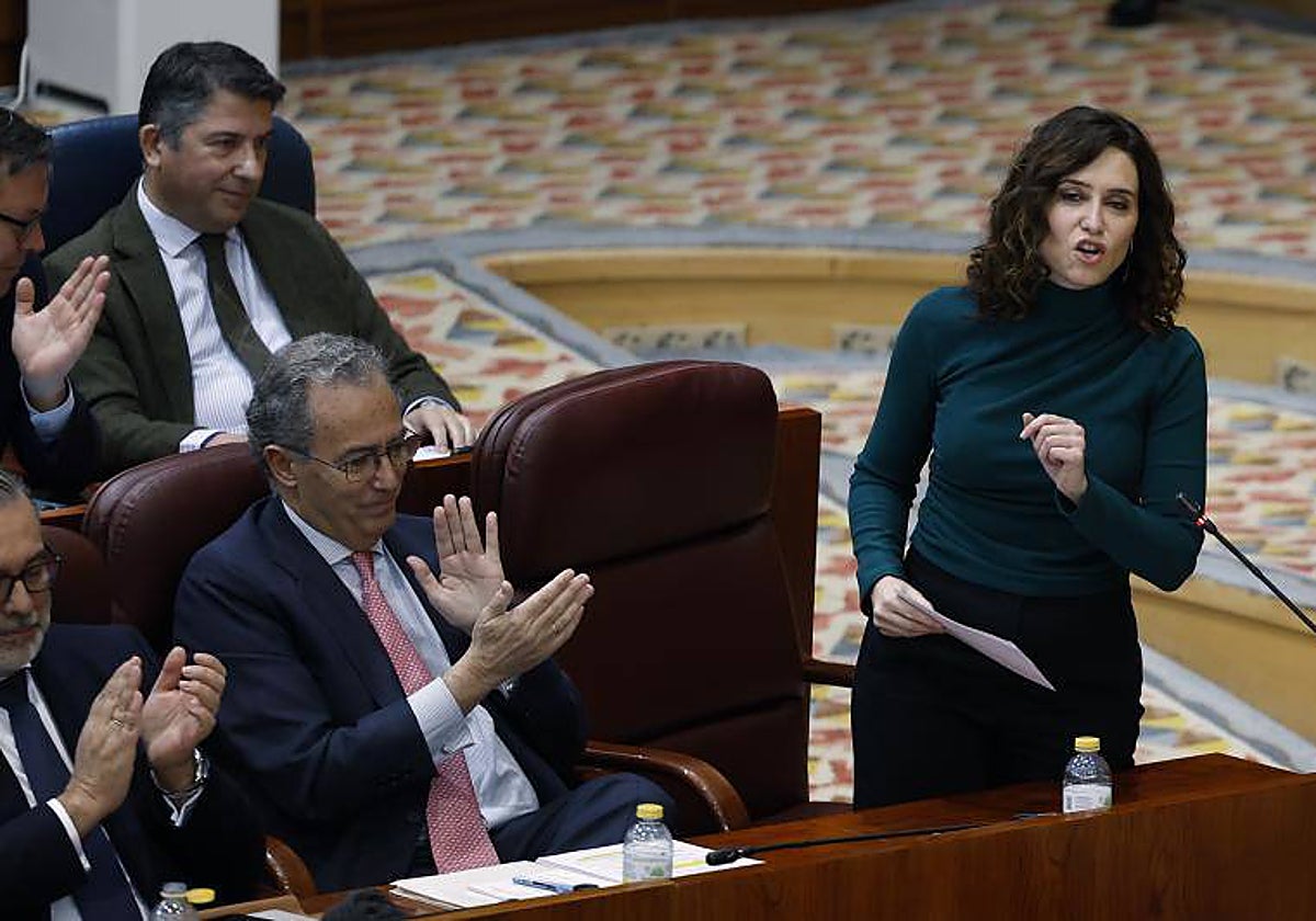 La presidenta Díaz Ayuso, en la Asamblea madrileña